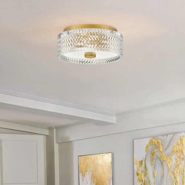 Okrągła lampa sufitowa Elle HK-ELLE-F-S-HB do salonu kryształowa mosiądz