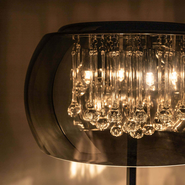 Podłogowa lampa glamour CRYSTAL F0076-04A-F4FZ szklana kryształki chrom