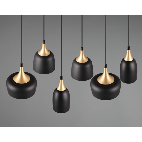 Wisząca salonowa lampa CHIRAZ 310500632 Trio metalowa czarny złoty