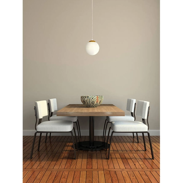 Pojedyncza lampa wisząca Elmo K-5310 Kaja kula metalowa szklana biała złota