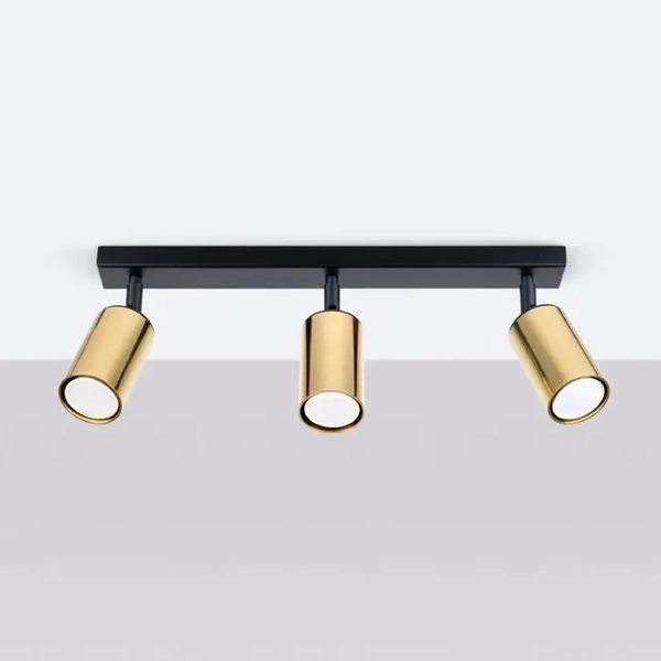 Plafoniera potrójna Winx SL.1384 Sollux do sypialni tuba złoty czarny