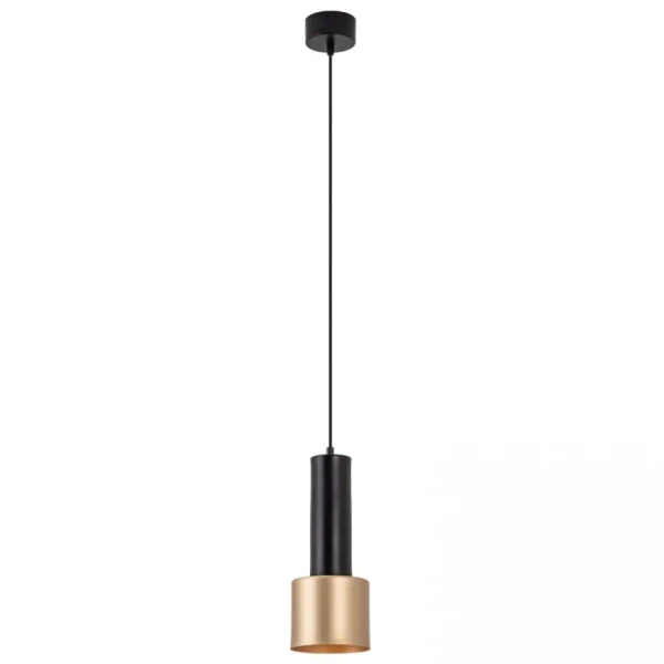 Wisząca lampa do jadalni 22184 cylinder tuba zwis czarny złoty