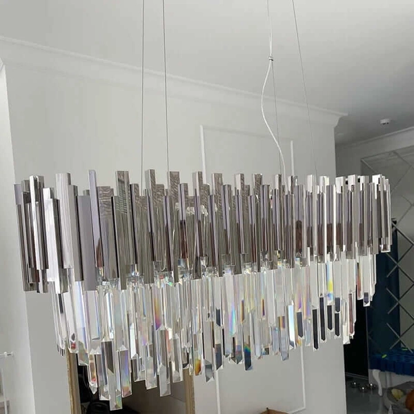 Salonowa lampa wisząca CGPIPORGANCRYSTLONG nad łóżko chrom