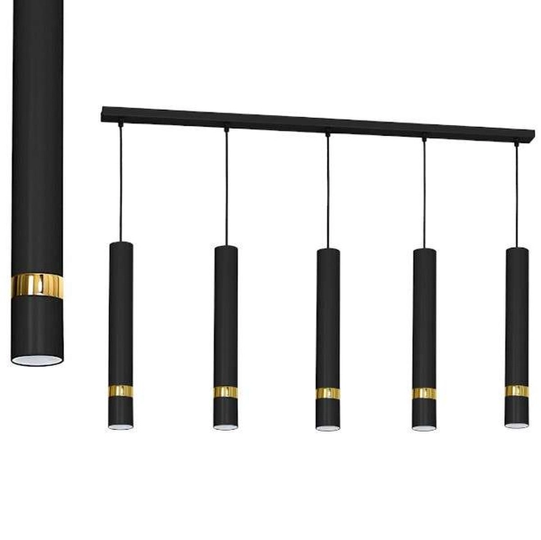 Lampa wisząca JOKER MLP6121 Milagro metalowa OPRAWA tuby zwis czarny złoty