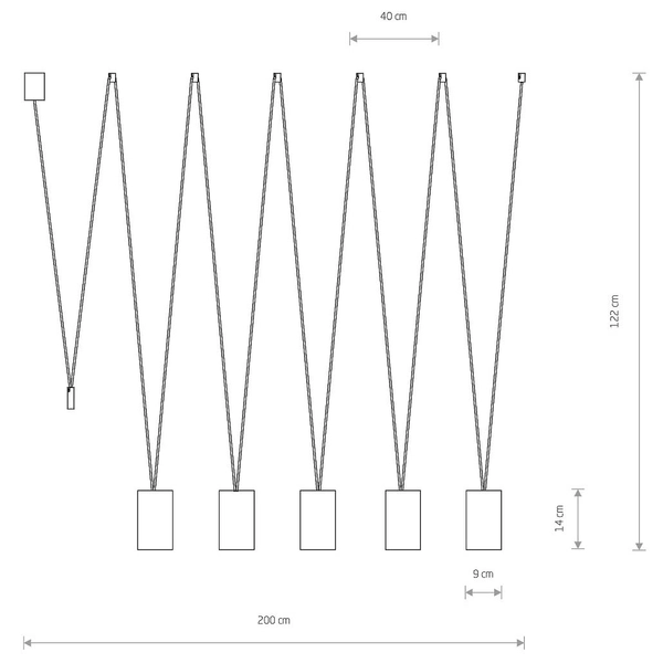 Wisząca lampa salonowa More Tone 7817 loftowe tuby czarne złote
