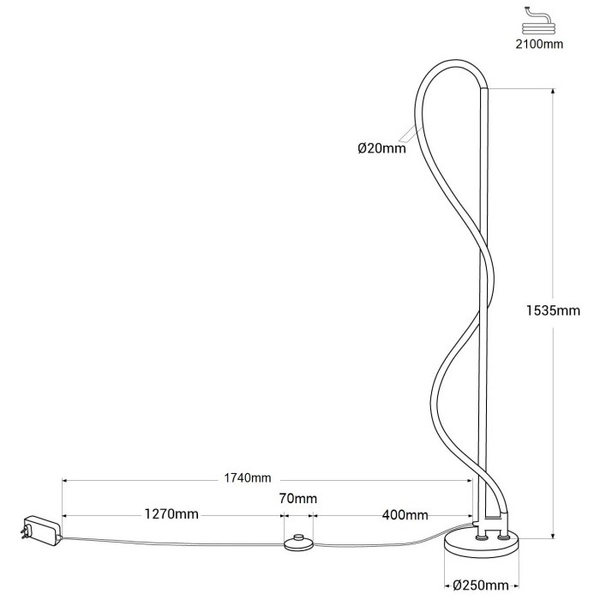 Nowoczesna lampa podłogowa Spirali ABR-EOS-C-30W LED 30W 3000K czarny