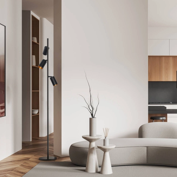 Stojąca lampa Mirabel 326577 Polux regulowana salonowa czarna złota