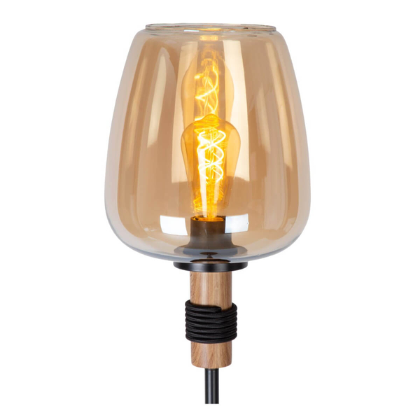 Szklana lampa podłogowa Ilona 45708/01/62 czarny bursztynowy