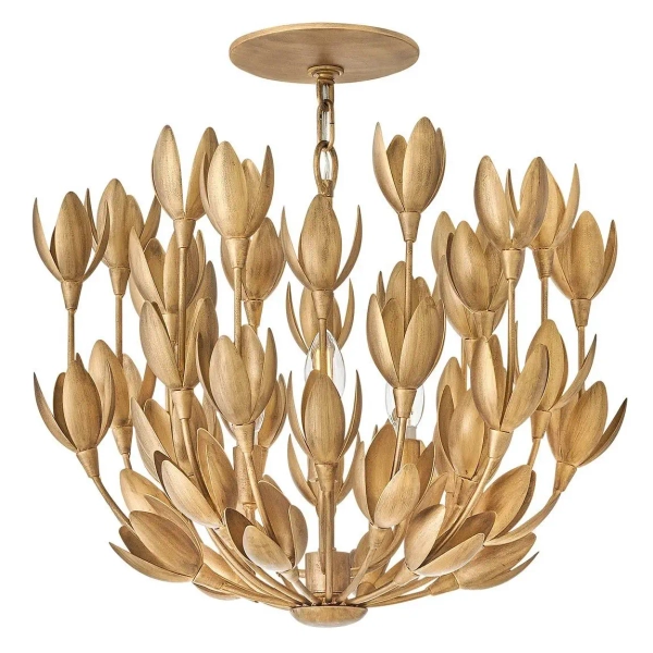 Wiszący żyrandol nad stół Flora QN-FLORA3-GD do jadalni kwiaty złote