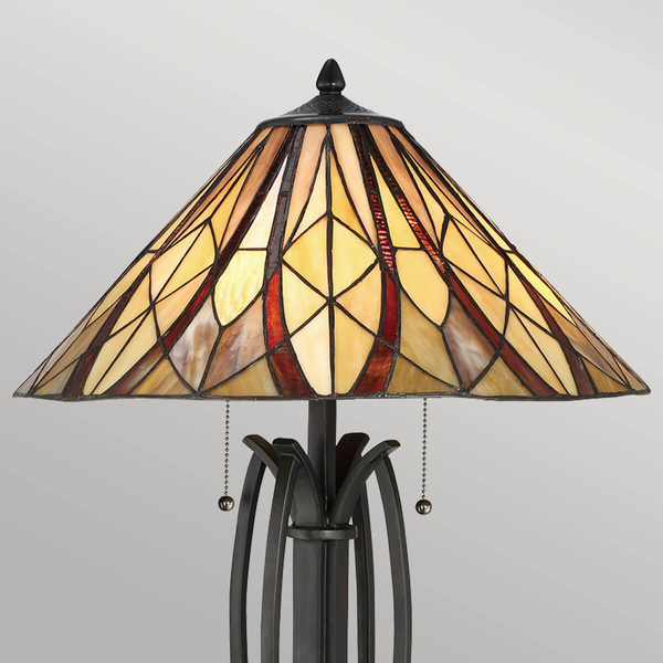 Stołowa lampka witrażowa Victory QZ-VICTORY-TL tiffany brązowa kolorowa