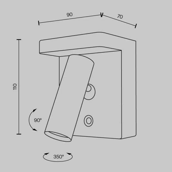 Lampa ścienna z ładowarką Aron C179WL-L7B2.7K-DE LED 7W 2700K tuba czarna