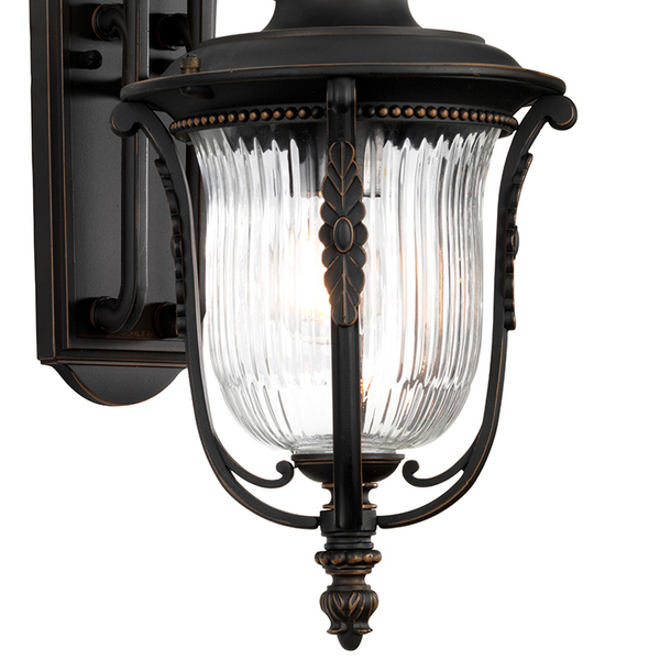 Ścienna LAMPA ogrodowa Luverne KL-LUVERNE2-M Elstead KICHLER zewnętrzna OPRAWA elewacyjna outdoor vintage IP44 brąz przezroczysta