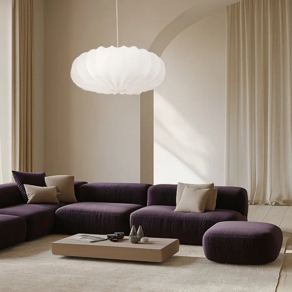 Abażurowa lampa wisząca Cafee' 31-39224 skandynawska kremowa biała