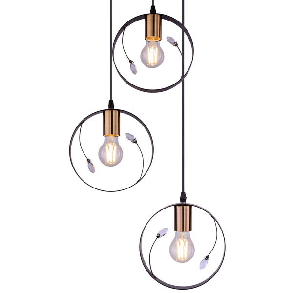 LAMPA wisząca VIGO 15346-3 Globo metalowa OPRAWA zwis kryształy transparentne czarne