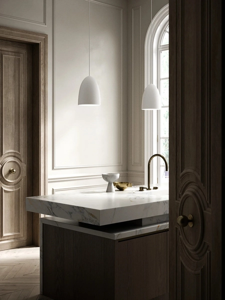 Minimalistyczna lampa wisząca Nexus 2020583001 Nordlux nad wyspę biała