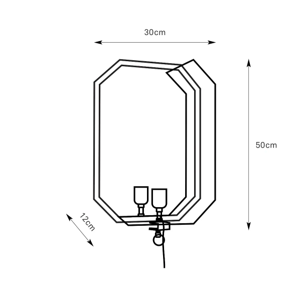 Oprawa ścienna Kogo 108832 lustrzana metalowa geometryczna czarna