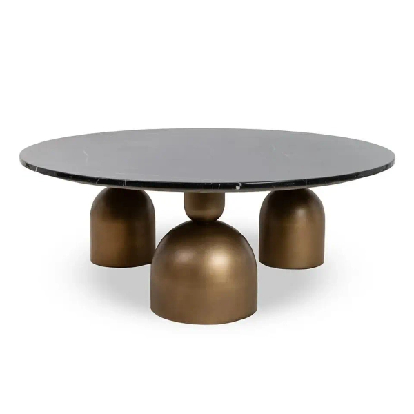 Okrągły stolik kawowy RINGO MM001501100391 czarny złoty dekor marmuru 115cm