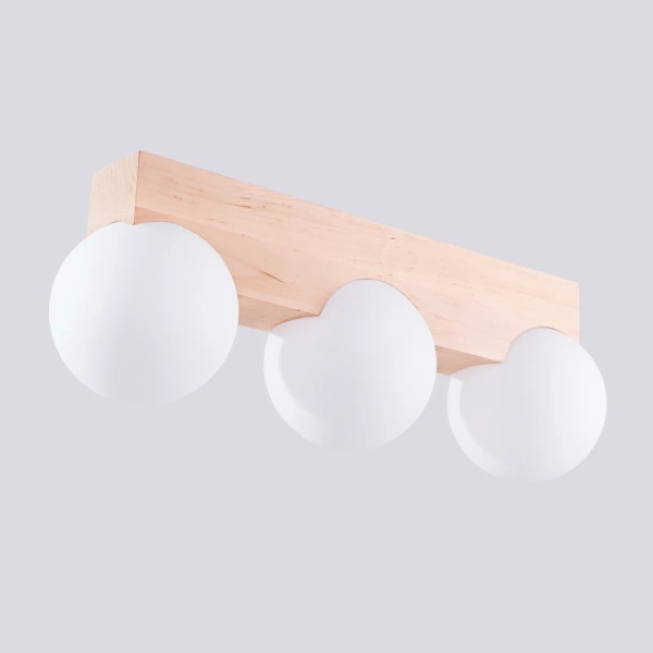 Potrójna lampa sufitowa BULBO SL.1684 drewniana biała 3xG9