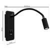 Kinkiet LAMPA ścienna BASE ML63500 Milagro metalowa OPRAWA regulowana LED 10W 4000K z portem USB czarna