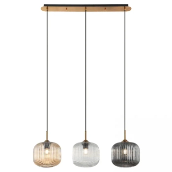 Wisząca lampa do kuchni 22074 szklany przdymiony szampański mosiądz