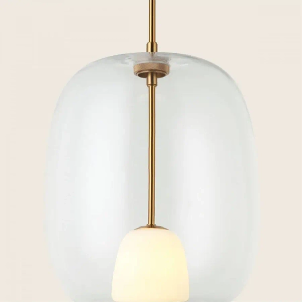 Owalna lampa wisząca 22057 szklana kula przezroczysty złoty