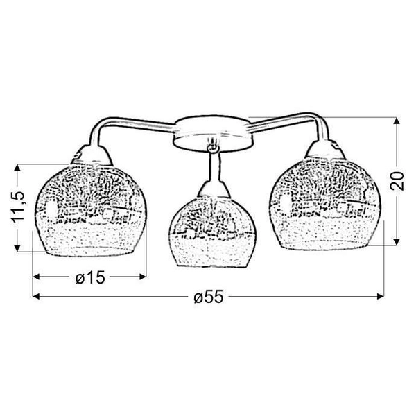 LAMPA sufitowa CROMINA 98-57273 Candellux szklana OPRAWA kule czarne złote przezroczyste