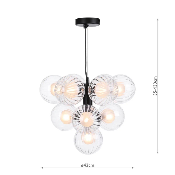 Kulista lampa wisząca do jadalni Vine  VIN2322-20 szkło czarny