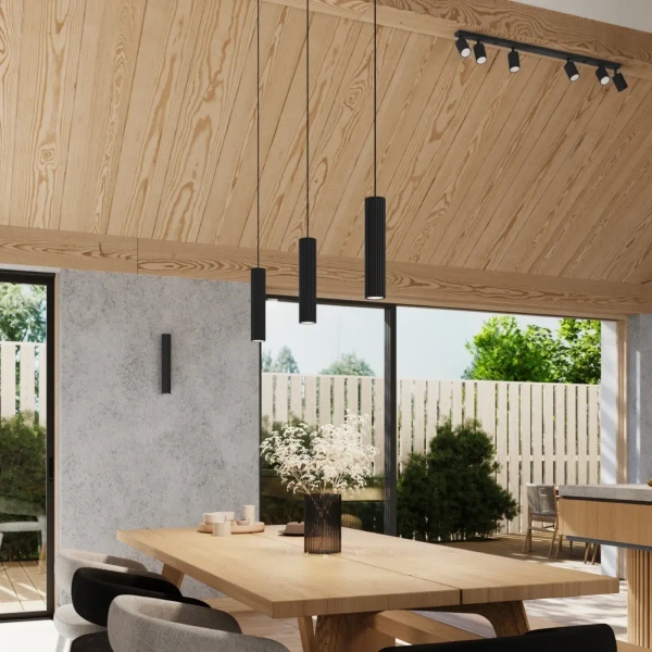 Wisząca lampa potrójna KARBON SL.1576 do salonu tuby czarne