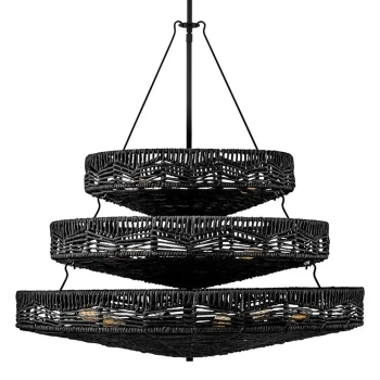 Rattanowa lampa wisząca Ophelia QN-OPHELIA-13P-BK-BK ażurowa czarna
