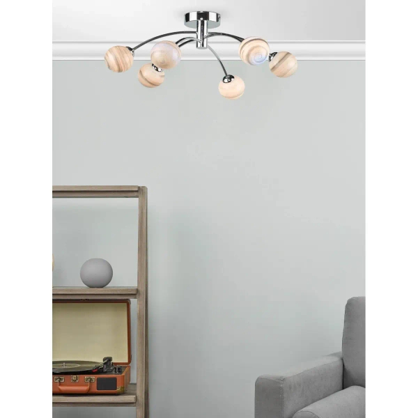 Molekułowa sufitowa lampa Izzy  IZZ0650-07 do sypialni kule chrom
