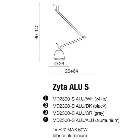 Industrialna lampa wisząca Zyta AZ2298+AZ2593 metalowa do holu aluminium