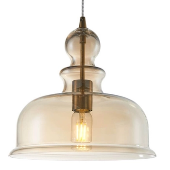 Lampa wisząca Ton P001PL-01BZ szklany klosz bursztynowa