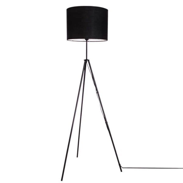 Podłogowa lampa z abażurem Rina 4100700-4000 na trójnogu czarna