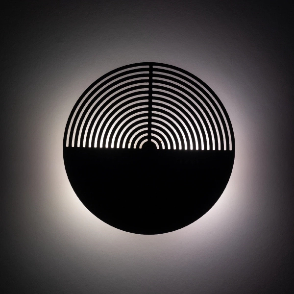 Ścienna lampa drewniana Lunar Wood 11015 okrągła ażurowa brązowa