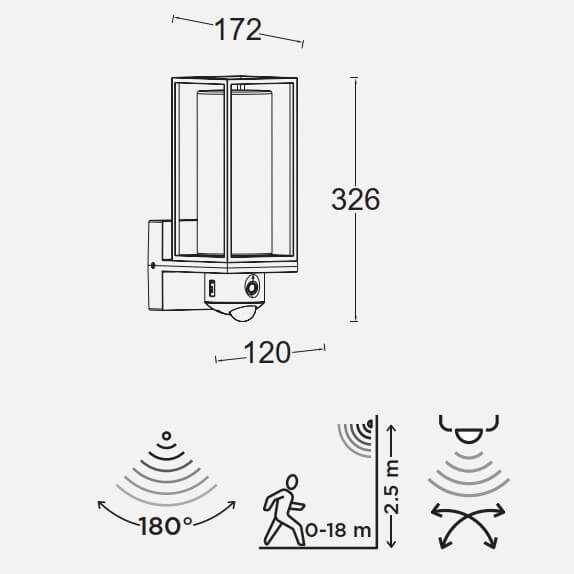 Metalowy kinkiet ścienny FLAIR 5288811012 IP44 z kamerą zewnętrzny czarny