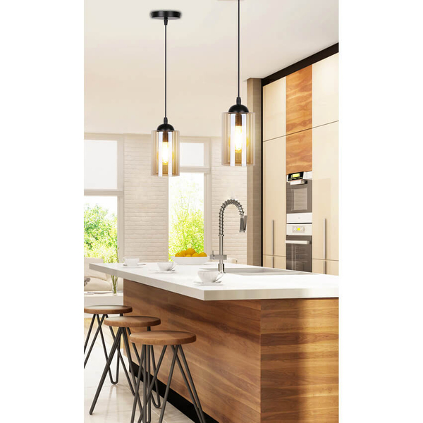 Szklana lampa wisząca Bistro 31-00569 do przedpokoju brązowa czarna