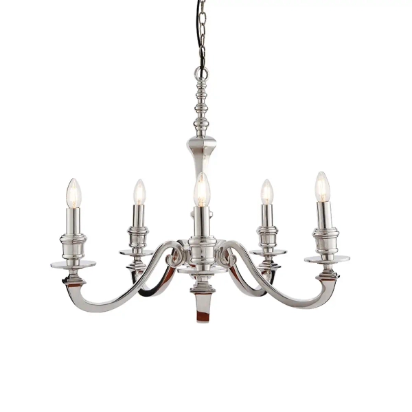 Klasyczna lampa wisząca Finsbury 73598 na łańcuchu świecznikowa srebrna