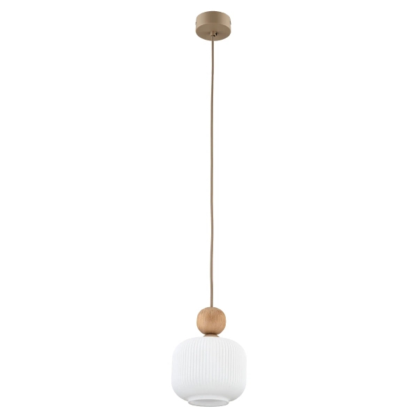 Wisząca lampa nad stół Ballo 11049 szklana ryflowana biały beżowy