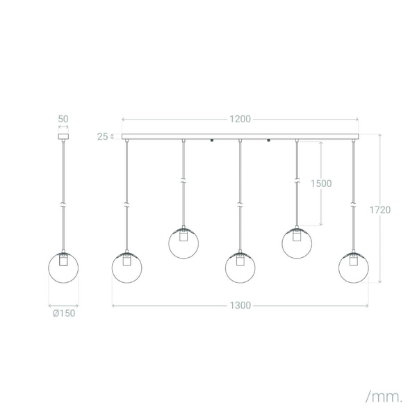 Szklane kule lampa wisząca Milano ABR-LWD-5XE27 Abruzzo złoty biały czarny