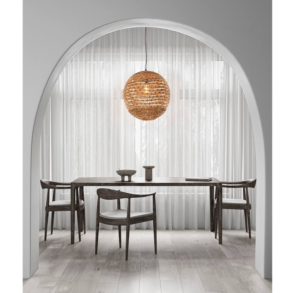 Okrągła lampa wisząca GUARDIA LE44576 ball kula naturalna czarna