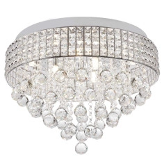 Glamour LAMPA szklana CAPRI 19027-M Zumaline sufitowa OPRAWA okrągły PLAFON z kryształkami srebrny przezroczysty