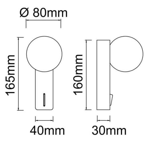 Ścienna kinkiet Boletta Parette Nero Switch OR85570 kula IP44 czarny