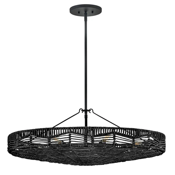 Ażurowa wisząca lampa Ophelia QN-OPHELIA-6P-BK-BK rattan czarny