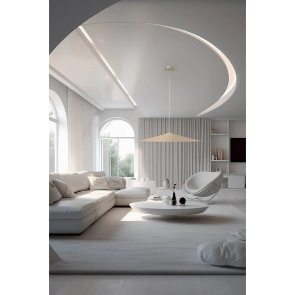 Stożkowa lampa zwisająca Brito 5069 Shilo regulowana nad wyspę platyna