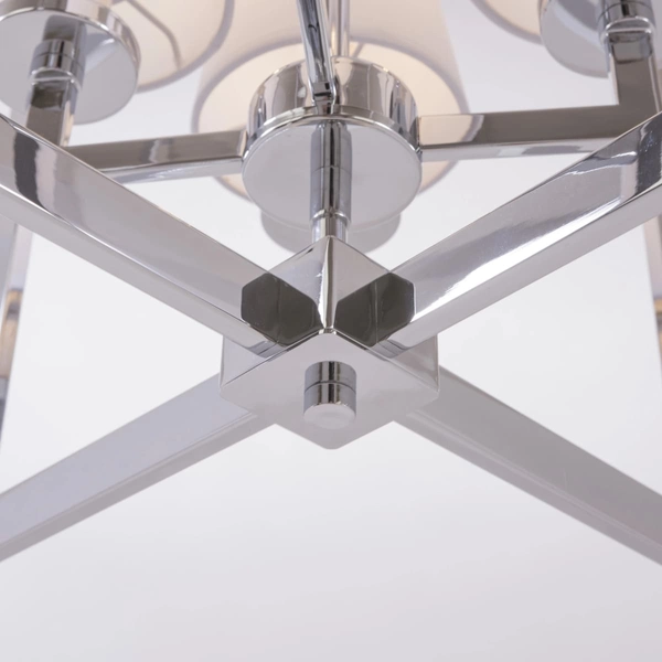 Eklektyczna lampa wisząca London p04021ch-wh Cosmolight metal tkanina srebrna biała