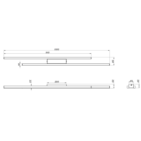 Plafon listwa Odio R67882132 RL Light LED 22W 3000K metalowa czarna