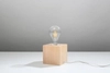 Stołowa LAMPKA ekologiczna SL.0677 stojąca LAMPA biurkowa drewniana kostka cube kwadratowa