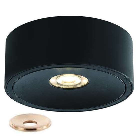 Podtynkowa LAMPA sufitowa Neo Slim Nero KG + Ufo Gold Orlicki Design okrągła OPRAWA wpuszczana metalowa czarna złota