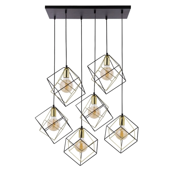 Wielopunktowa lampa zwisowa Alambre 2779 TK Lighting klatki czarne złote
