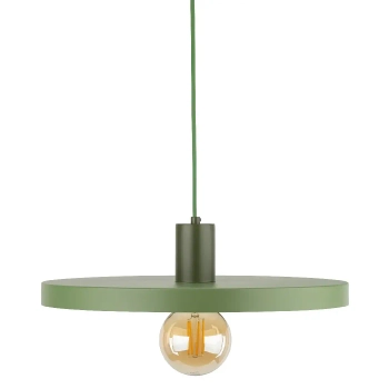 Metalowa zwisająca lampa Sila 10762 dysk na kablu zielony